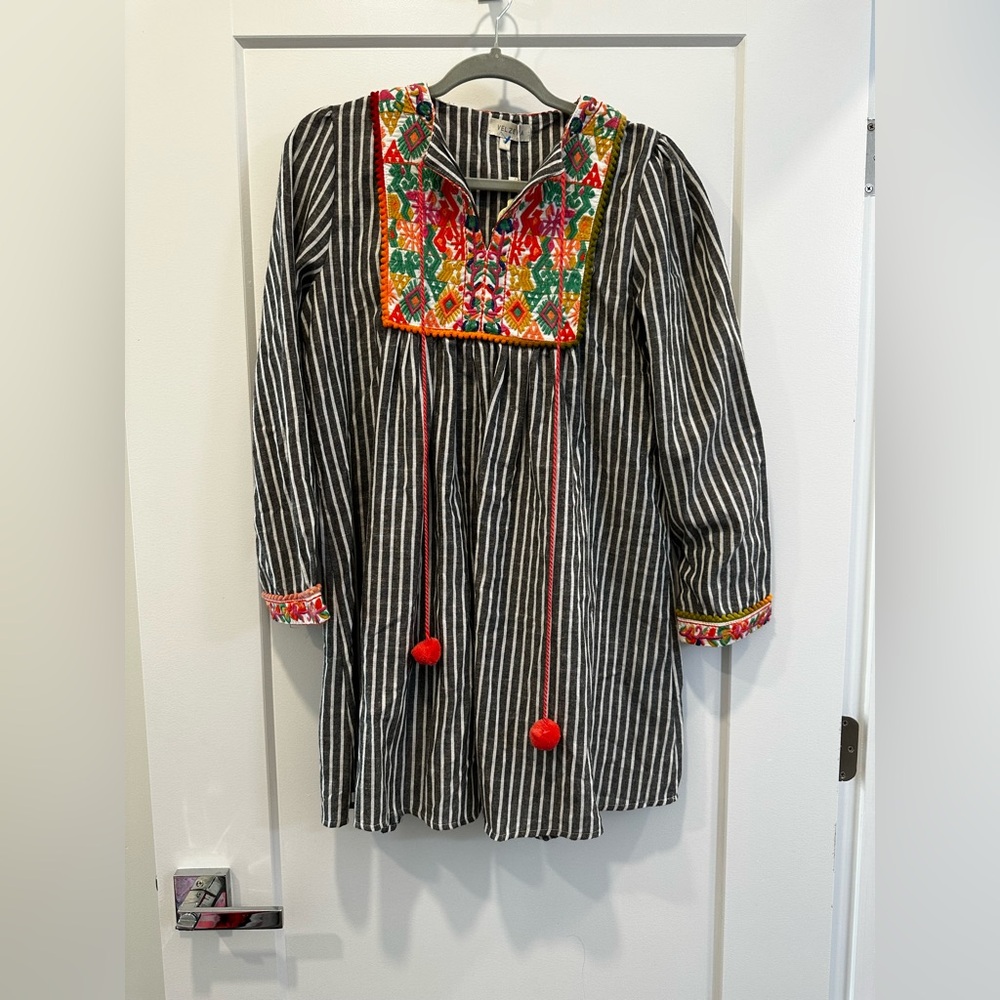 Velzera Black and White Striped dress